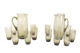 A PAIR OF VINTAGE 20TH CENTURY 1970S SMOKED GLASS LEMONADE SETS