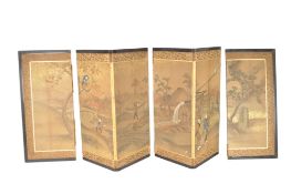 CHINESE 19TH CENTURY THREE FOLD EMBROIDERY FABRIC SCREEN