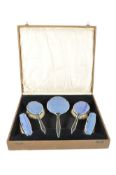 VINTAGE 20TH CENTURY GUILLOCHE ENAMELLED VANITY DRESSING SET