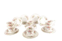 ROYAL ALBERT - 20TH CENTURY BONE CHINA MOSS ROSE PART TEA SERVICE