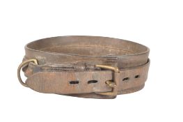 LARGE EARLY 20TH CENTURY LEATHER STUDDED DOG COLLAR