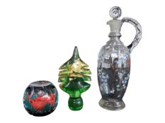 COLLECTION OF THREE 20TH CENTURY STUDIO GLASS PIECES