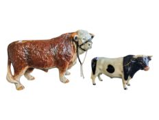 TWO MID CENTURY MELBA WARE BUTCHERS' ADVERTISING BULL FIGURES