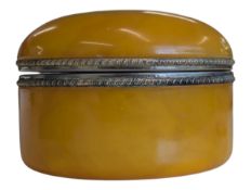 19TH CENTURY VICTORIAN AMBER GLASS TRINKET POT / JEWELLERY BOX