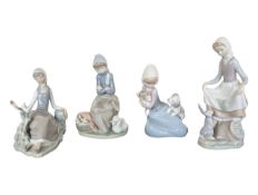 LLADRO - FOUR 20TH CENTURY PORCELAIN FIGURES