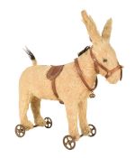 TEDDY BEARS - ANTIQUE PUSH ALONG DONKEY SOFT TOY