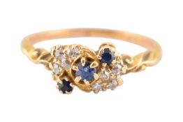 VICTORIAN 18CT GOLD SAPPHIRE & DIAMOND RING