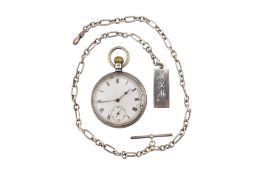 HALLMARKED SILVER POCKET WATCH & ALBERT CHAIN