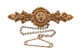 VICTORIAN 15CT GOLD BROOCH PIN