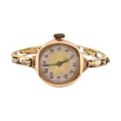 1930S 9CT GOLD CASED WATCH ON GOLD ON SILVER STRAP
