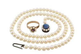 9CT GOLD CULTURED PEARL NECKLACE & RING