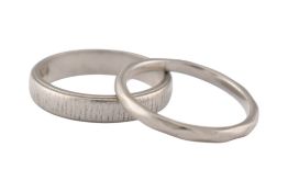 TWO PLATINUM BAND RINGS
