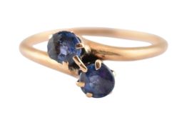 14CT GOLD & SAPPHIRE CROSSOVER RING