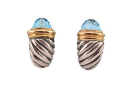 PAIR OF DAVID YURMAN SILVER & 18CT GOLD SHRIMP EARRINGS