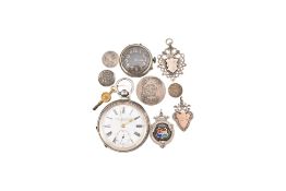 935 SILVER OPEN FACED POCKET WATCH T/W A SERVICES WRISTWATCH