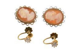 TWO PAIRS OF VINTAGE GOLD SCREW BACK EARRINGS