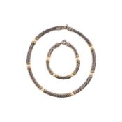 DAVID YURMAN HAMPTON SILVER 14CT GOLD & PEARL SUITE