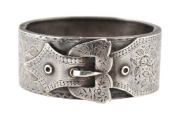 VICTORIAN LARGE 19TH CENTURY LARGE SILVER BUCKLE BANGLE