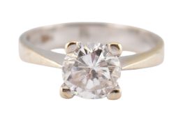 14CT GOLD & CUBIC ZIRCONIA SOLITAIRE RING