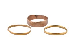 THREE 9CT GOLD BAND RINGS
