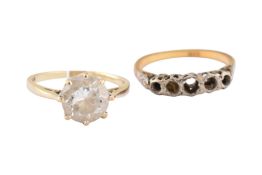 18CT GOLD RING MOUNT & 9CT GOLD RING