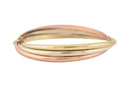 HALLMARKED 9CT GOLD TRI-COLOUR BANGLE