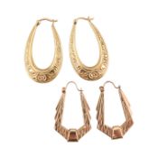 TWO PAIRS OF HALLMARKED 9CT GOLD EARRINGS