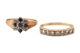 TWO HALLMARKED GEM SET RINGS