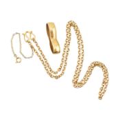 HALLMARKED 18CT GOLD BAND RING & ARABIC NECKLACE CHAIN