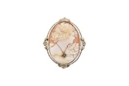14CT GOLD SHELL CAMEO BROOCH PIN