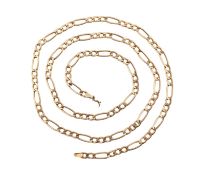 9CT GOLD FLAT LINKED FIGARO NECKLACE