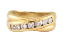 HALLMARKED 18CT GOLD & DIAMOND ETERNITY CROSSOVER RING