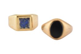TWO 9CT GOLD SIGNET RINGS