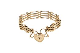 HALLMARKED 9CT GOLD BAR GATE BRACELET
