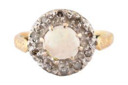 18CT GOLD OPAL & DIAMOND CLUSTER RING