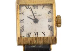 1930S ART DCO 14CT GOLD WALKER & HALL WRISTWATCH