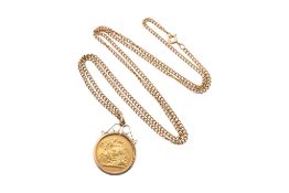 1899 VICTORIA HALF SOVERIEGN PENDANT NECKLACE