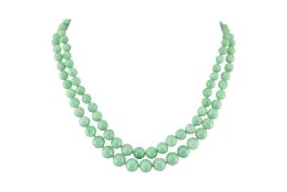 TWO STRAND JADE BEAD NECKLACE