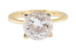 14CT OLD & CZ SOLITIARE RING