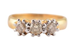 GOLD DIAMOND THREE-STONE RING