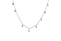 HALLMARKED 9CT GOLD & SAPPHIRE FRINGE NECKLACE