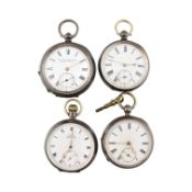 COLLECTION OF FOUR SILVER POCKET WATCHES