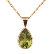 HALLMARKED 9CT GOLD PERIDOT PENDANT NECKLACE