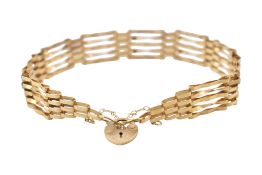 HALLMARKED 9CT GOLD GATE LINKED BRACELET