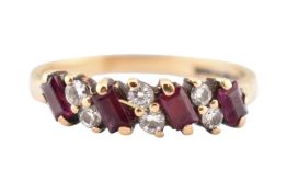 HALLMARKED 9CT GOLD RUBY & DIAMOND RING