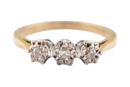 HALLMARKED 18CT GOLD & DIAMOND THREE STONE RING