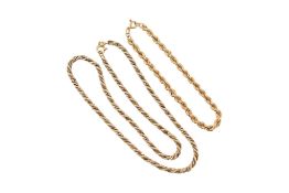 HALLMARKED 9CT GOLD ROPE TWIST NECKLACE & BRACELET