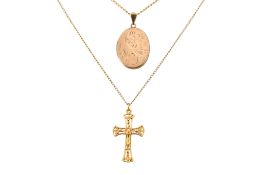 TWO HALLMARKED 9CT GOLD PENDANT NECKLACES