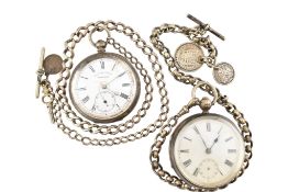HALLMARKED SILVER OPEN FACED POCKET WATCH & ANOTHER