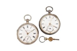 2 SILVER HALLMARKED OPEN FACED POCKET WATCHES